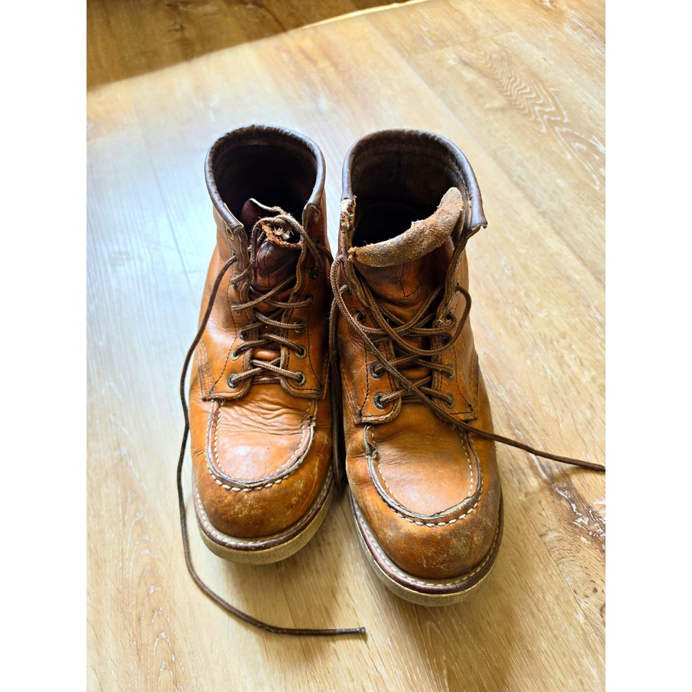 Vintage Red Wing Classic Moc Toe Work Boots Men's Size 10 D Brown Distressed